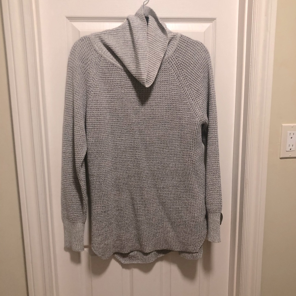 Grey Mendocino knit sweater.